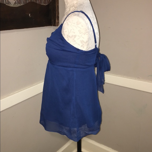 American Eagle sz 6 navy tank top sheer shell - Picture 2 of 7